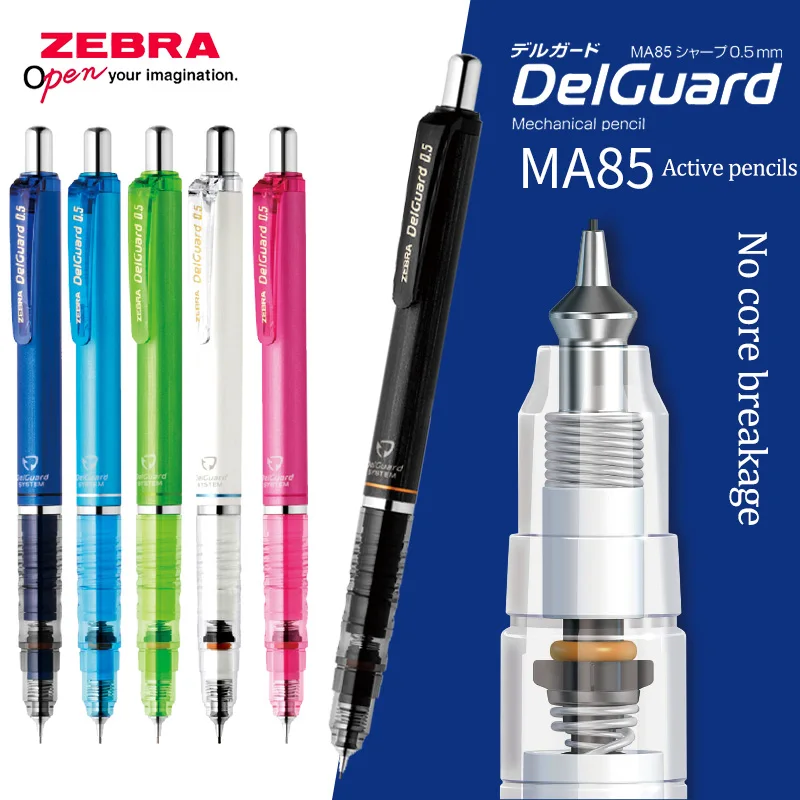 Zebra Mechanical Pencil MA85 Not Easy To Break The Core Delguard 0.5mm Student Writing Drawing Pencil School Supplies Stationery