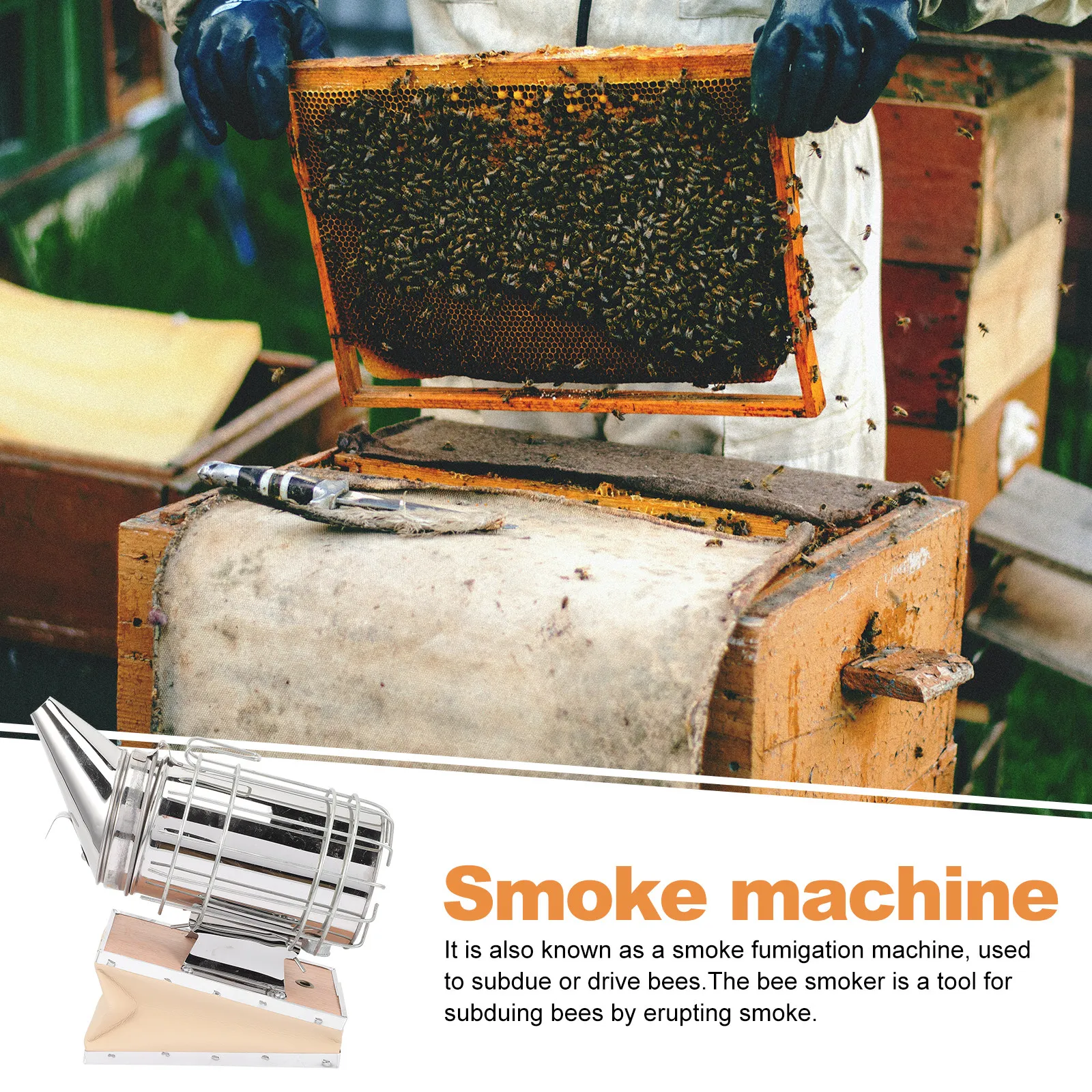 Premium Metal Bee Hive Smoker Stainless Steel Shield Beekeeping Tool for Colony Inspection Queen Introduction