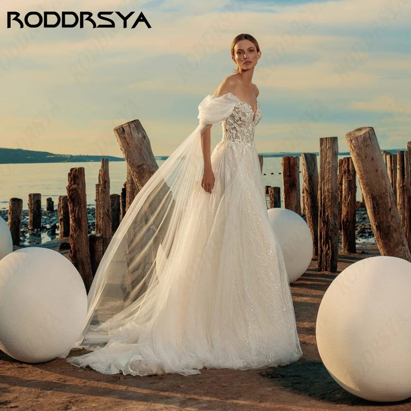 RODDRSYA Exquisite Lace Princess Wedding Dress for Woman Sweethear Off Shoulder Bridal Party Sexy Backless A-line Robe De Mariée