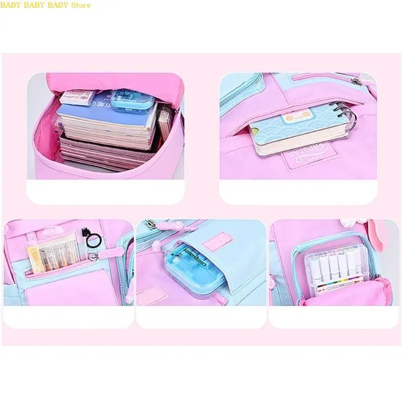 

Q81A Multi-Pocket School Backpack Nylon Daypack Anti-theft Bookbag for Girls Children