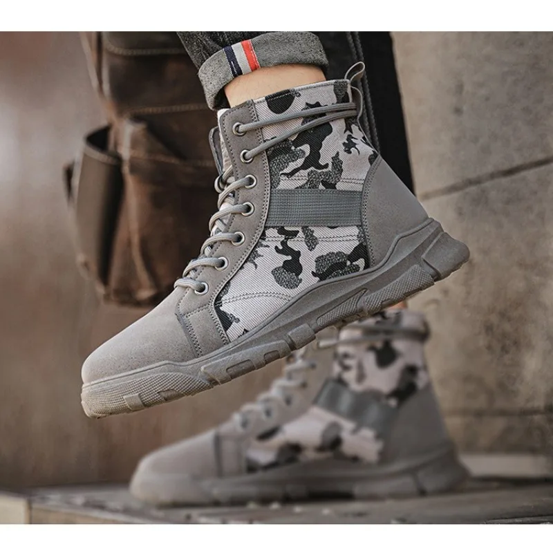 Military Boots for Men Autumn High Top Camouflage Desert Casual Flats Mens Boot Breathable Non Slip Work Shoes Zapatillas Hombre - view 6