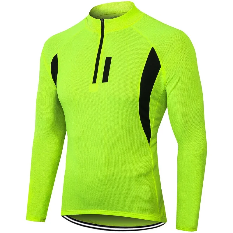 

Men's Half Zipper Bike Clothes, Long Sleeve Shirt, Cycling Jacket, Road Wear, Bicycle Coat, Wind Sweater, Top Jersey Pocket