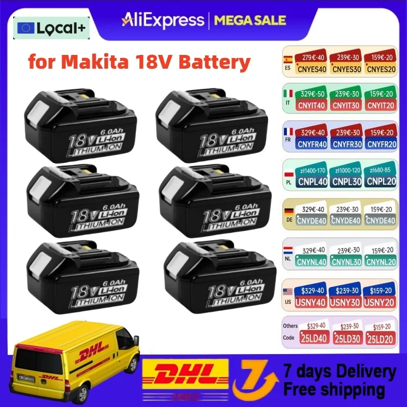 6000 mAh für Makita 18 V Akku wiederaufladbarer Elektrowerkzeug-Akku 18 V Makita mit LED Li-Ion Ersatz LXT BL1830 BL1860 BL1850
