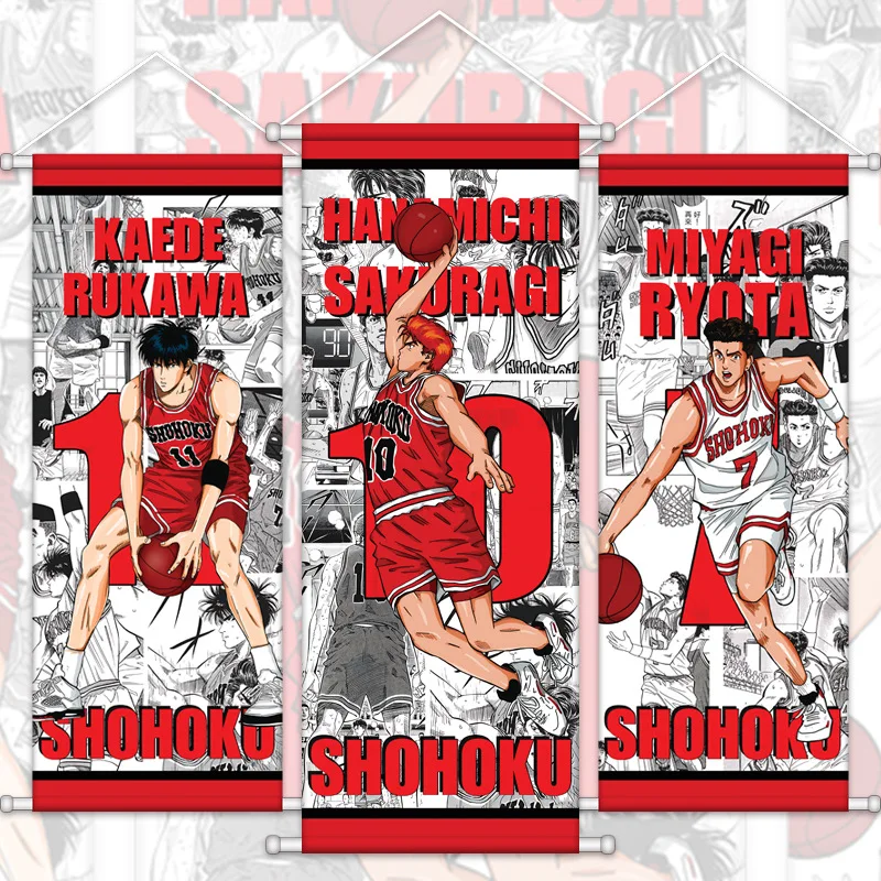 

Anime Slam Dunk Kaede Rukawa Hanamichi Sakuragi Takenori Scroll Silk Fabric Wall Hanging Painting Home Decoration Wall Poster