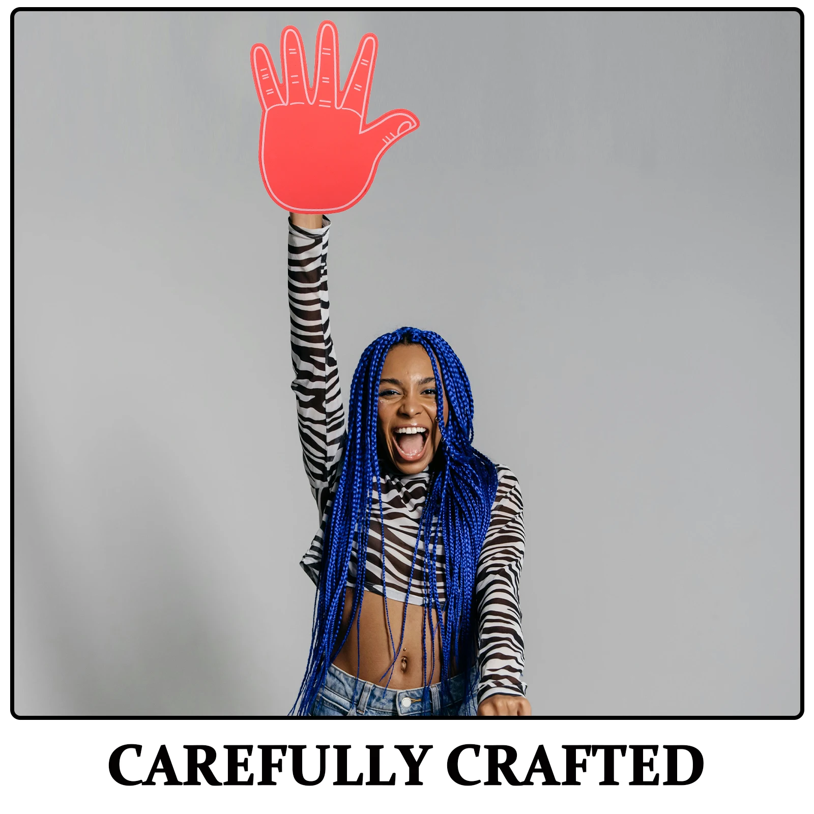 مروحة تشجيع يدوية حمراء عملاقة بخمسة أصابع للمناسبات الرياضية وألعاب الاحتفال بالمدرسة ودعائم التشجيع #4