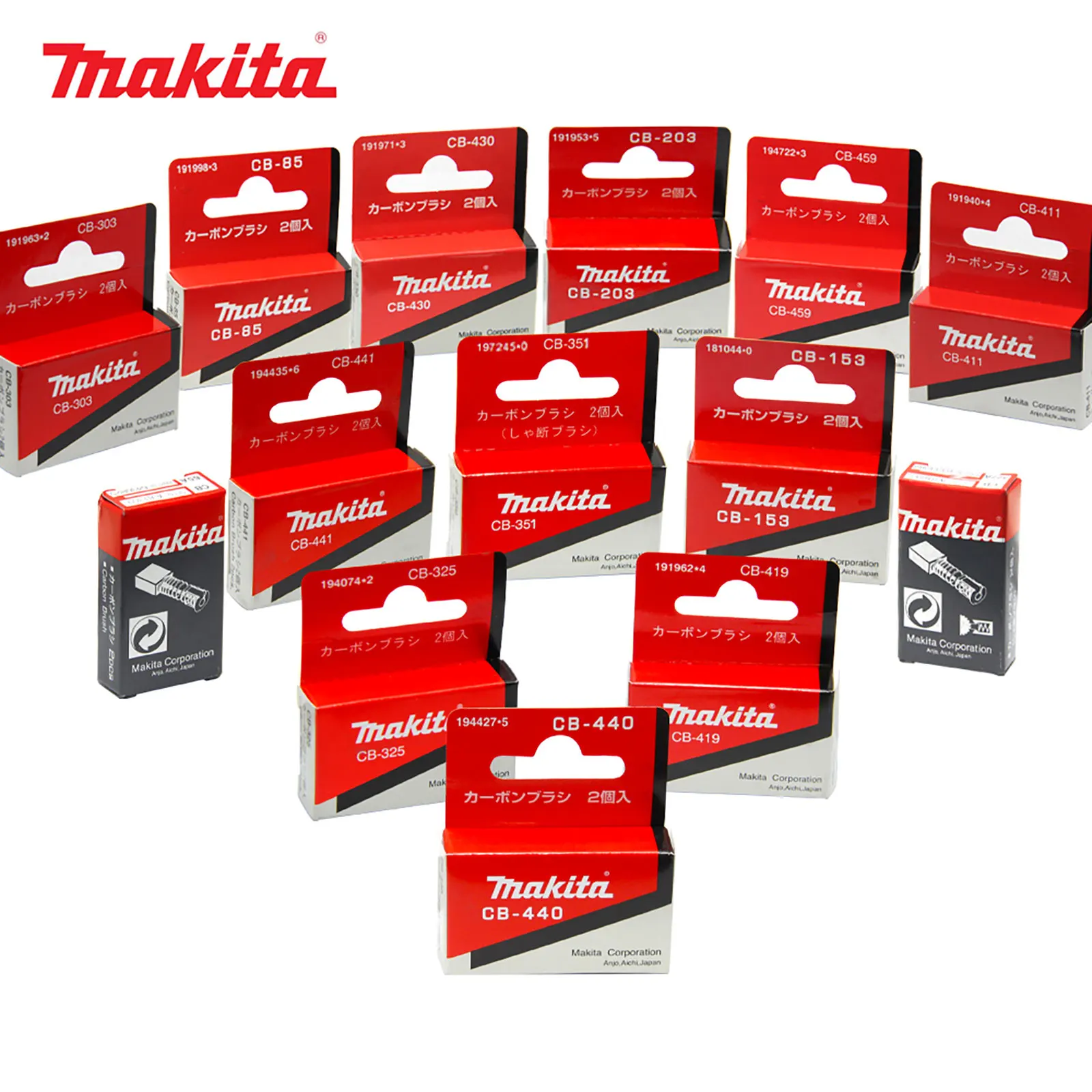Original Makita Escovas de Carbono Peças de Reposição para Ferramentas Elétricas Makita Brocas Moedores Serras Plaças Martelos Cb440 Cb325 Cb419