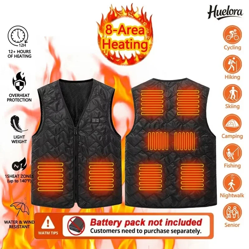 سترة تسخين ذكية متقدمة مكونة من 8 مناطق - طبقة حرارية تعمل بمنفذ USB للرياضات الخارجية، ودرجة حرارة يتم التحكم فيها في التطبيق للمشي لمسافات طويلة #3
