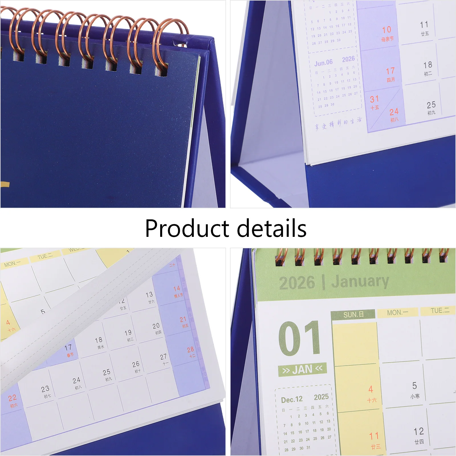 Calendario da tavolo 2026 in piedi Flip Coil Rilegatura Agenda giornaliera mensile per ufficio, casa, scuola, organizzatore, calendario da tenda