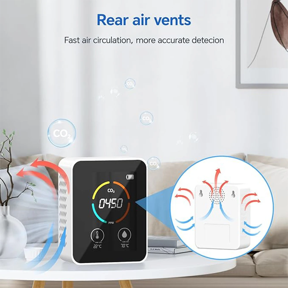 3in1 Air Quality Monitor,CO2 Detector Counter Capable of Real-Time Monitoring of CO2&Temperature&Humidity in The Air