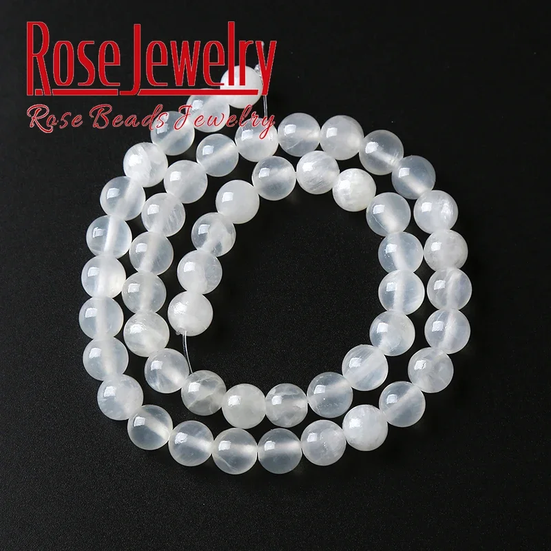 5A Natural Aurora white Gypsum Stone Beads Selenite Clear Stone Round Loose Beads For Jewelry Making Diy Bracelets 6 8 10mm 15\