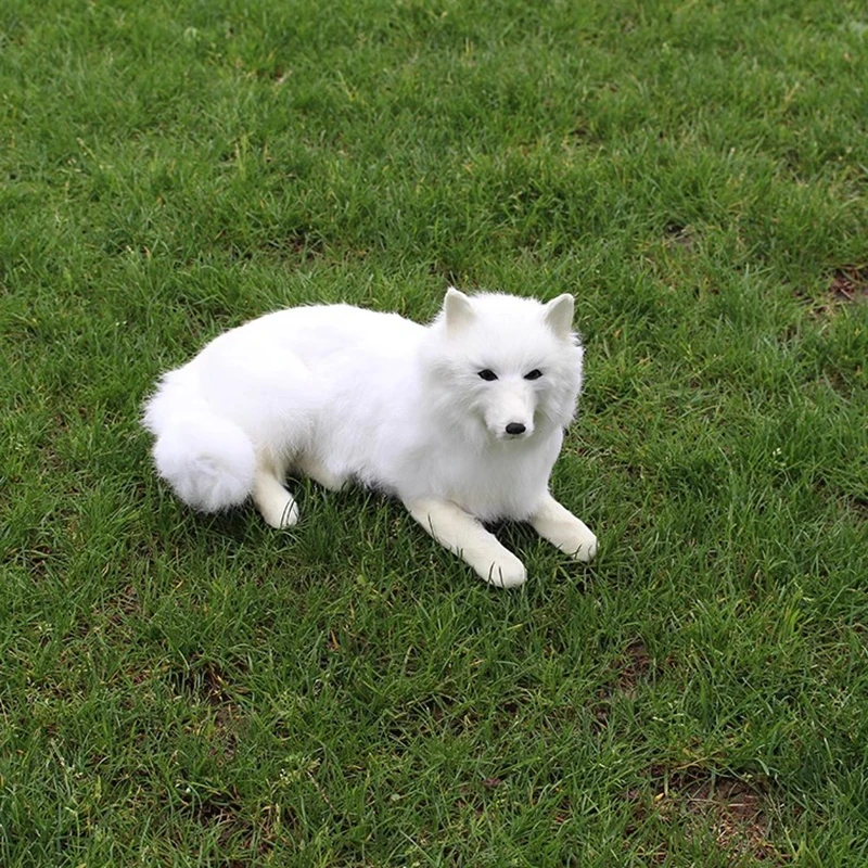 Simulational Animal Husky Samoyed Realistic Animal Model Home Ornament Pet Toy Gift  32x10x15cm DY10307