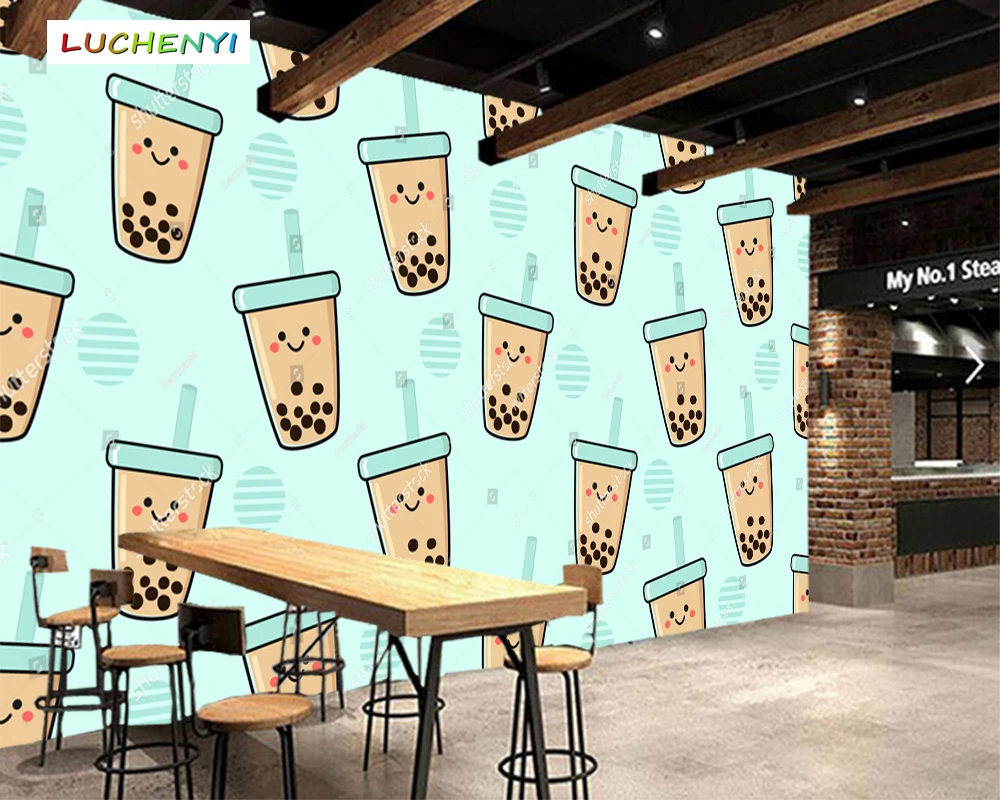 Papel de parede custom iced lemon tea 3d wallpaper mural, restaurant juice shop kitchen dining room wall papers sticker