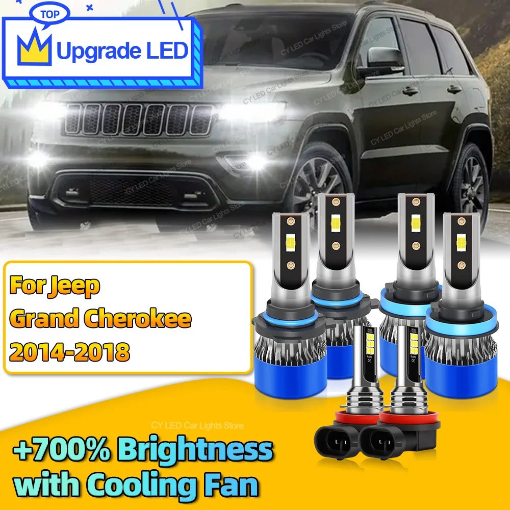 

6 шт. 30000LM светодиодные фары Canbus автомобильные лампы HB3 H11 автоматические противотуманные фары лампы для Jeep Grand Cherokee 2014 2015 2016 2017 2018