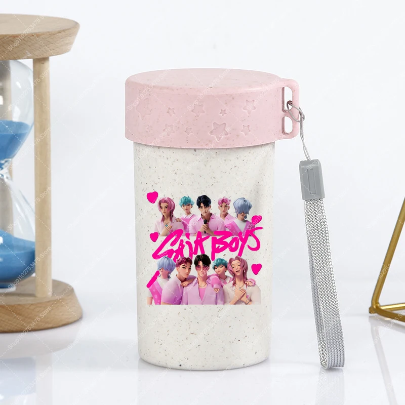 

KPop Demon Hunters Girl Plastic Water Bottle 250ML Portable Cute Cold Drink Juice Cup Children Anime Cartoon Beverage Cups Gifts