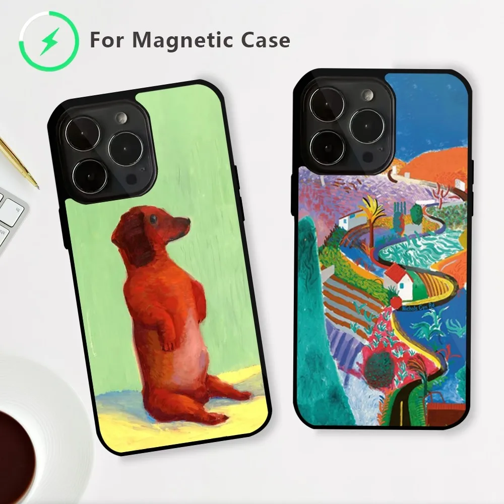 Art David Hockney Phone Case For iPhone 15 14 13 12 Mini Pro Max Plus Magnetic Attraction Shell