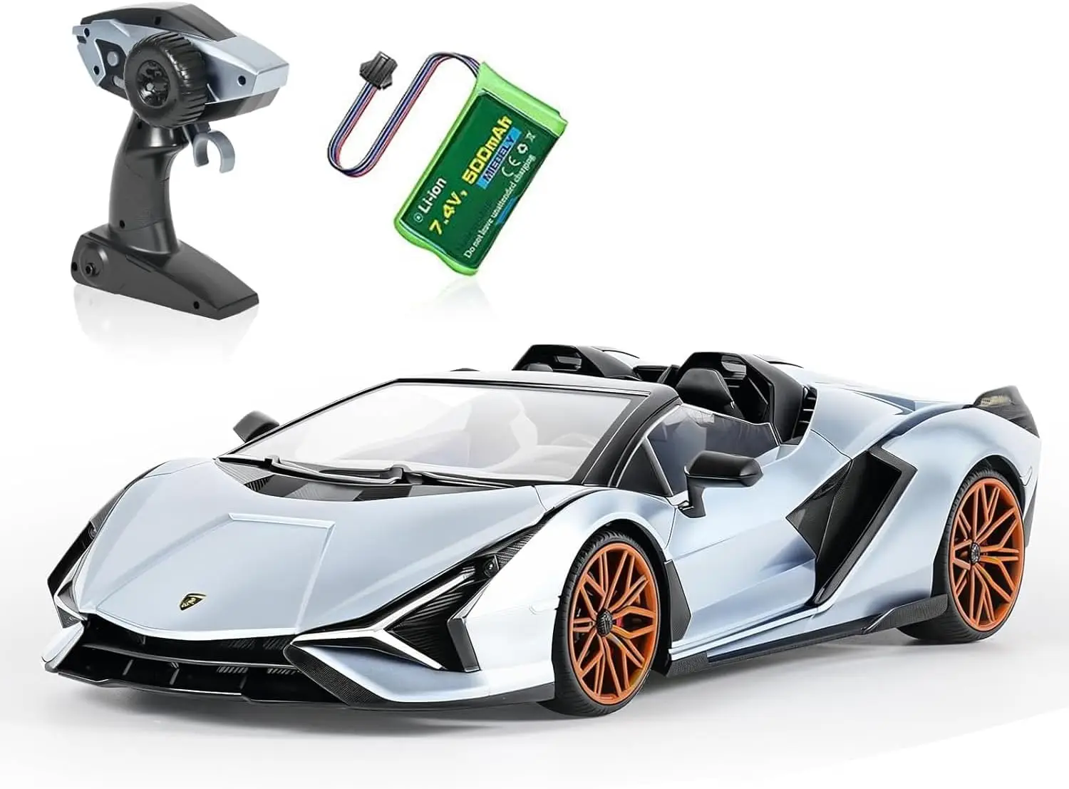 1:16 Scale Remote Control Car, 7.4V 500mAh RC Vehicle with LED Lights, 12Km/h Speed, 2.4Ghz Radio Control Toy Car for Adults, Boys, Girls Birthday Gift Idea (Light Blue)