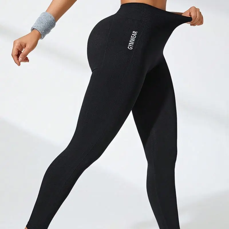 Abbigliamento da yoga attillato per il sollevamento dell\'anca a vita alta senza cuciture, pantaloni da yoga per l\'allenamento del sollevamento