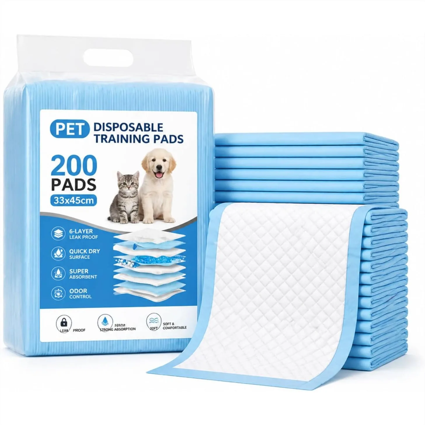 200 Count Quick Dry Leak Proof Puppy Training Pads