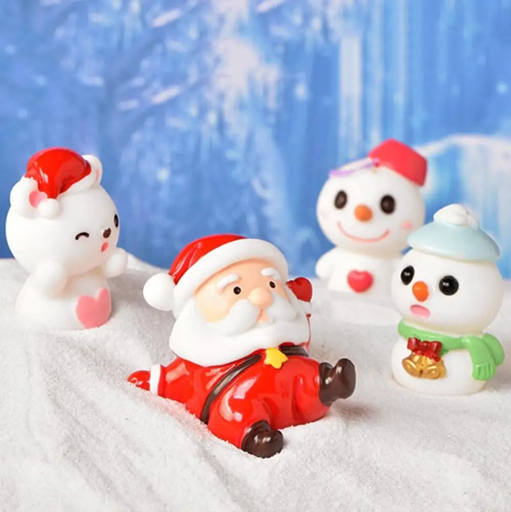 

Styles Cute for Kid's Exquisite Cartoon Design Resin Snowman Figurine Christmas Ornaments Home Decoration Santa Claus Figurines