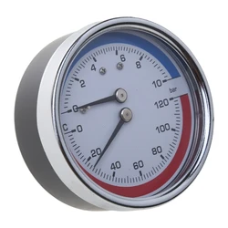 Thermo-manometer Boiler Temperature & Pressure Gauge 0-120 ℃ 0-10 Bar Mearsuring Fitting- for Floor Heating System