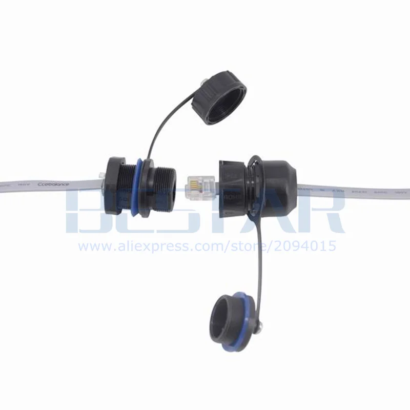 كابل الهاتف RJ11 موصل مقاوم للمياه RJ 11 M20 6P6C محول مستقيم من خلال رئيس الهاتف الكريستال التوصيل موسع