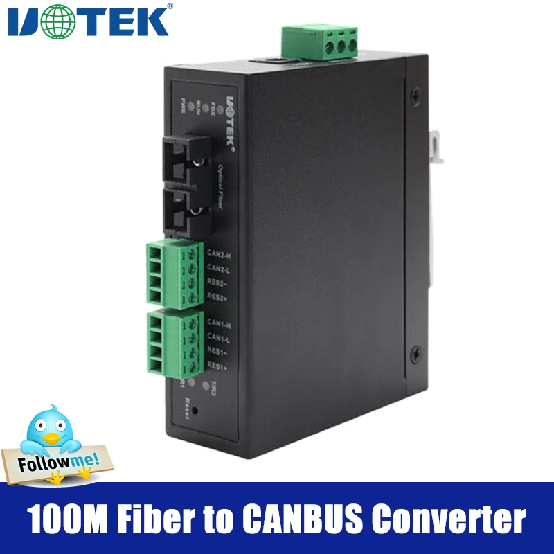 

UOTEK CAN2.0 100M Fiber to 2 port CAN BUS Ethernet Converter High-performance Canbus Adapter UT-6502SM-SC