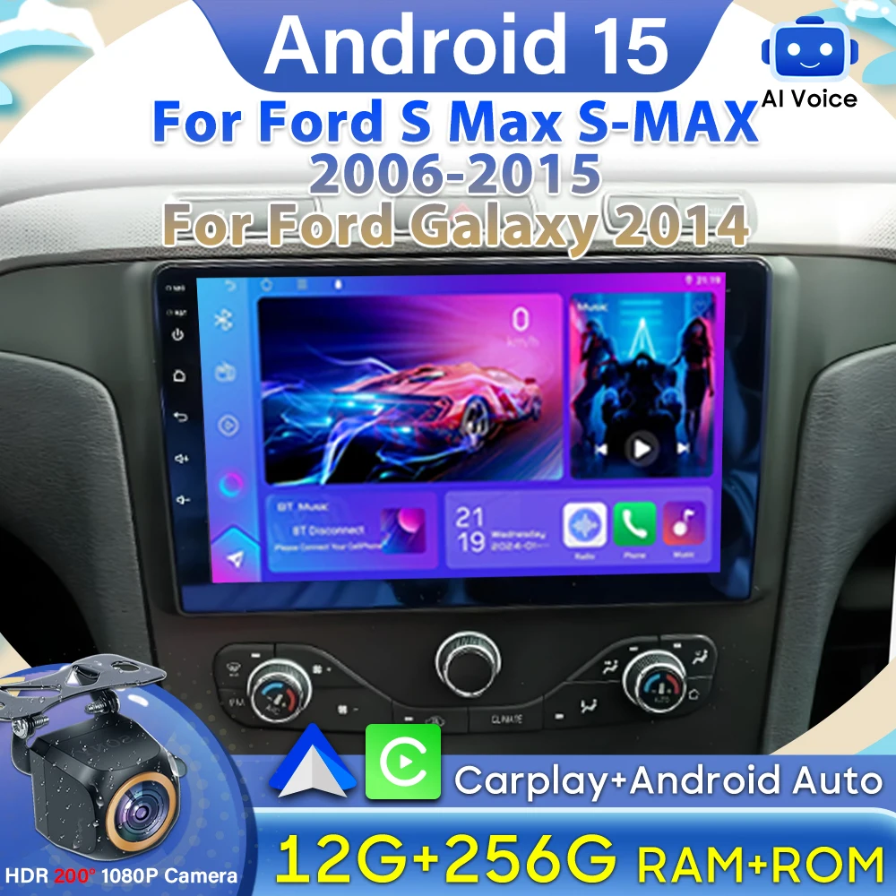 Carplay For Ford S Max S-MAX 2006-2015 For Ford Galaxy 2014 Android 15 DSP Car Radio GPS Navigation Video Autoradio DVD No 2din