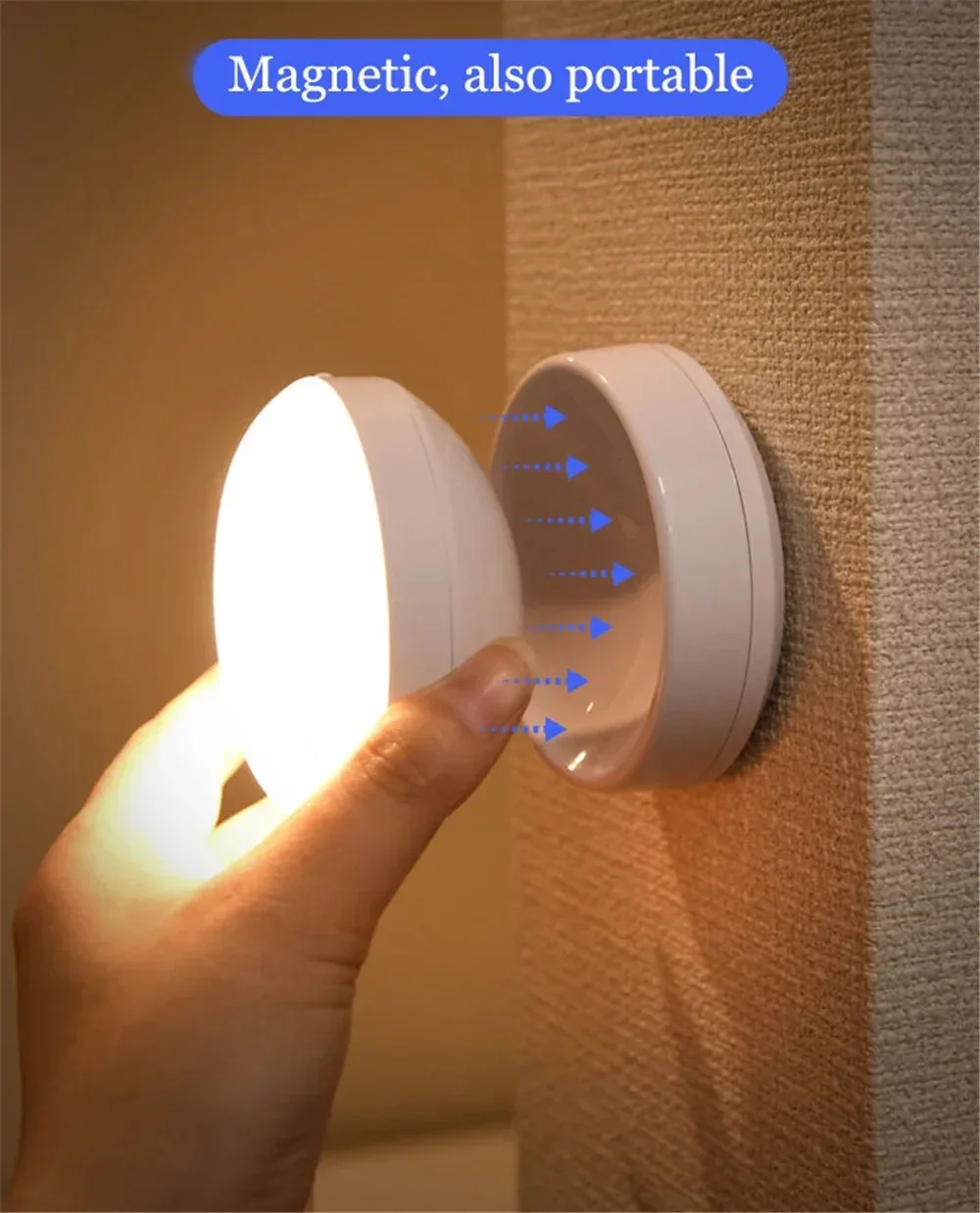 Night Lamp With Motion Sensor Night Light Rechargeable Wireless Led 360 Rotating Magnetic For Kitchen Room Bedside Table