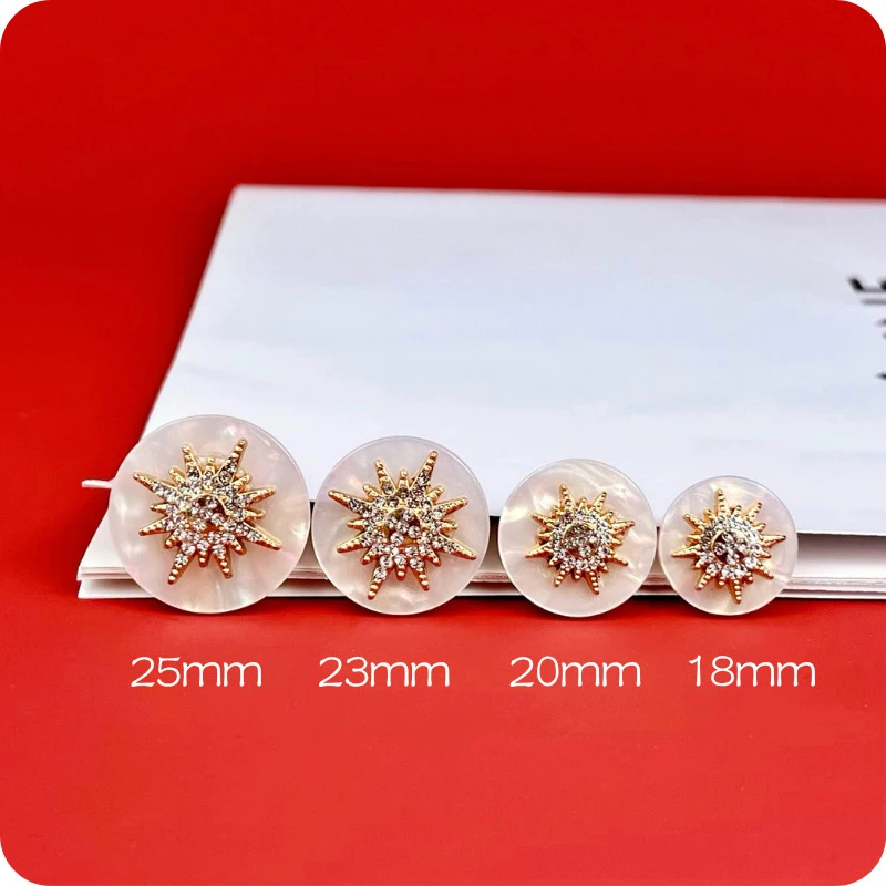 10 قطعة زر الراتنج موضة الخياطة الملابس معطف عالية الجودة زر معدني الراين زر دائرة الزخرفية DIY بها بنفسك الملحقات #2