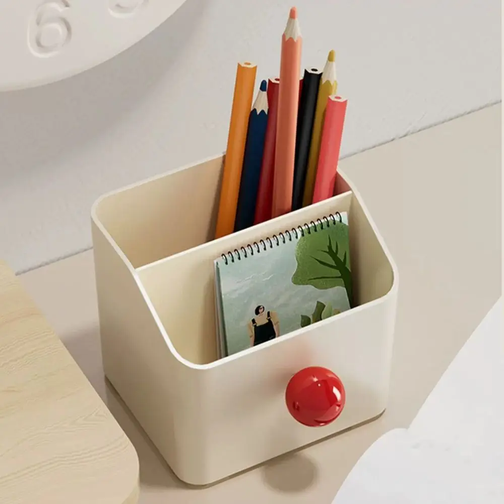 Creative Makeup Brush Holder Cream Style Large Capacity Simplicity Office Organizer Portable 3 Grid Makeup Brush Storage Bucket