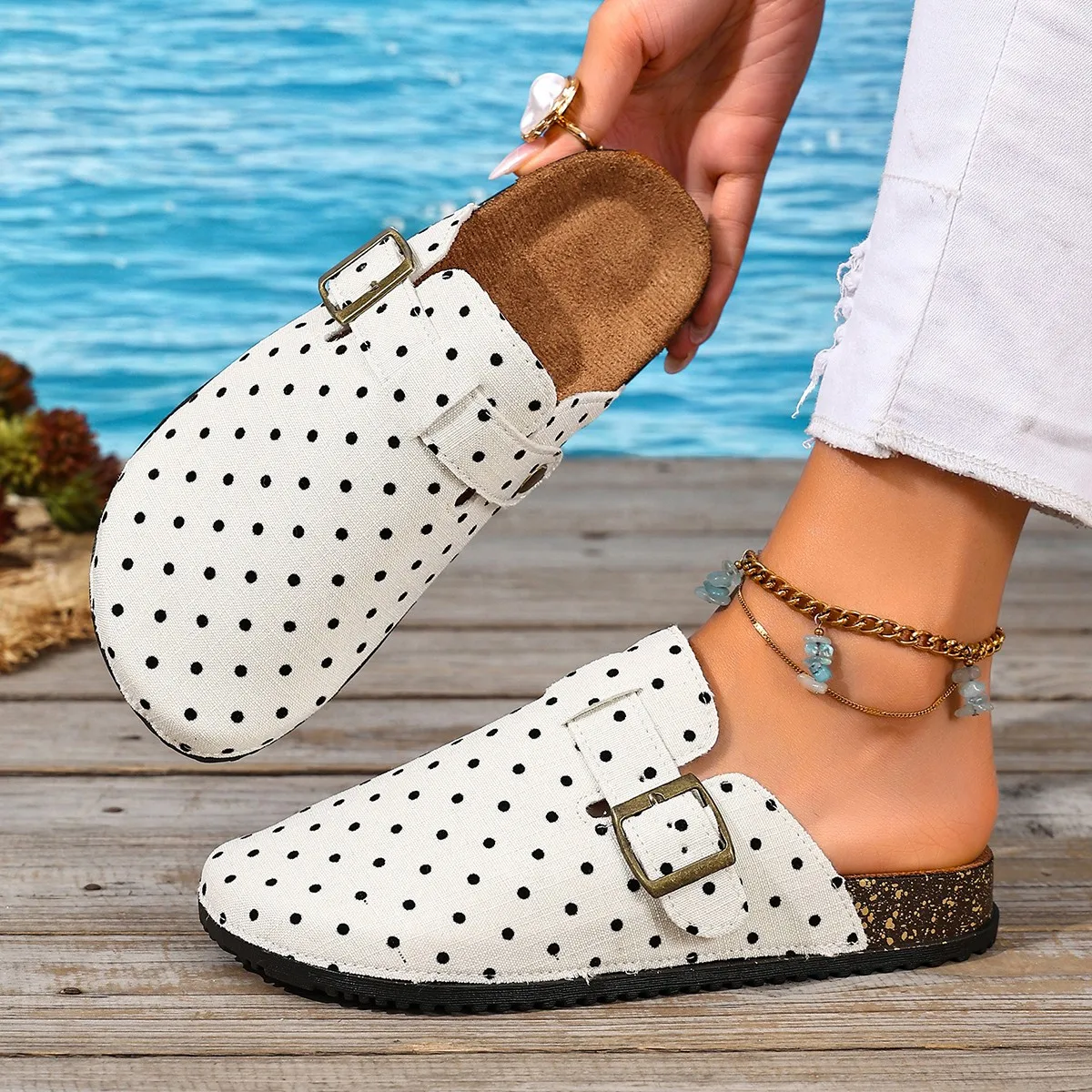 Comwarm Cork Footbed Clogs For Women Men Fashion Leather Mules Comfort Potato Shoes With Arch Support Indoor Outdoor Flat Slides