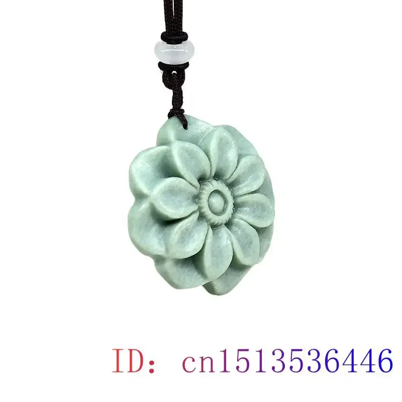 Jade Flower Pendant Designer Men Gemstones Necklace Stone Gift Natural Jewelry Luxury Chinese Talismans Accessories Green