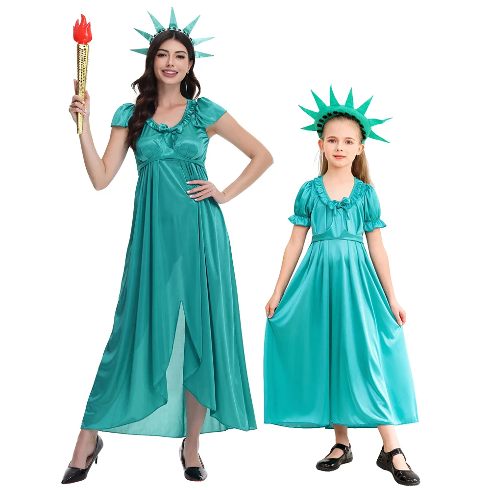 

Halloween American Liberty Queen Costume Ancient Greek and Roman Goddess Costume Cosplay Fancy Dress Set