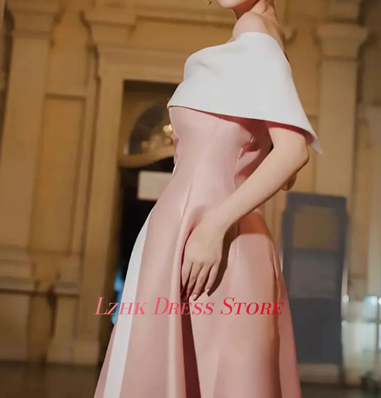 Robe de soirée trapèze en Satin de tempérament personnalisé, épaules dénudées, à plusieurs niveaux, Sexy, manches courtes, col bateau, longueur cheville, robes de soirée