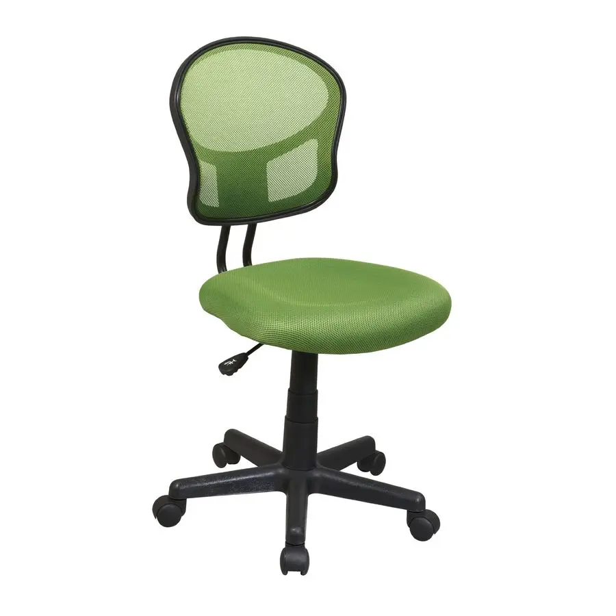 

Home Furnishings EM Series Mesh Back Armless Task Chair with Padded Fabric Seat and 360 Degree Swivel, Green