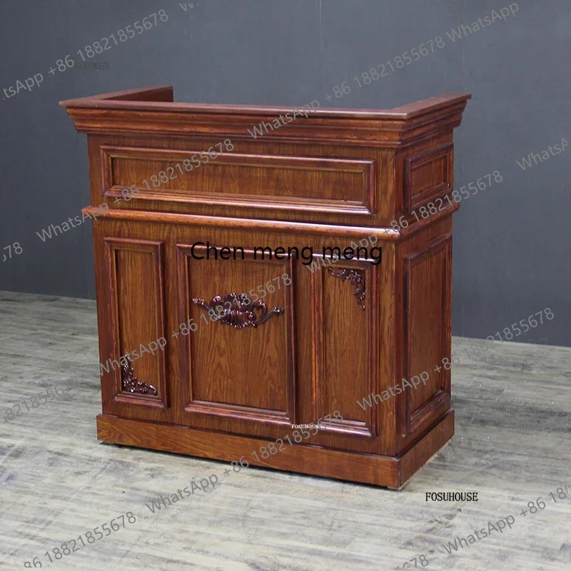 

Ameican Retro Reception Desks Small Beauty Salon Front Desk Reception Counter Simple Light Luxury Clothing Store Counter TablezE