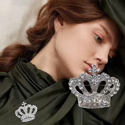 Retro Rhinestone Cross Crown Brooch Women Men Suit Coat Lapel Pins Wedding Party Clothes Accessories