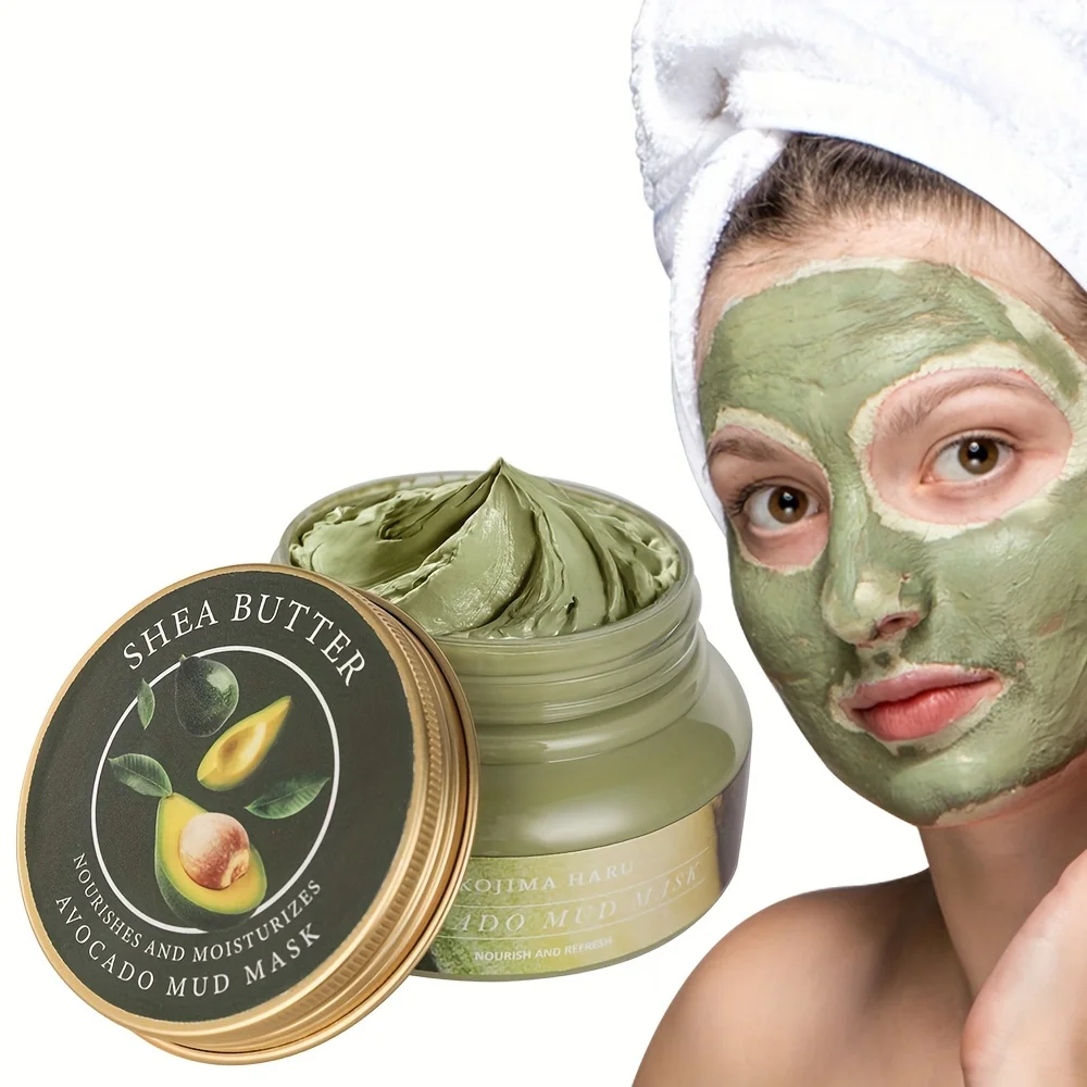 200g/7.05oz Avocado Mud Mask With Shea Butter,Deep Cleansing Facial ClayMask,Facial Purifying And Rejuvenating Mask beauty care