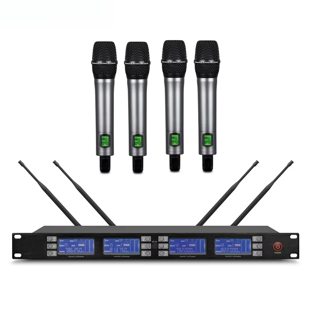 

High Quality High Quality True Diversity 4CH Wireless Microphone Professional Microphone