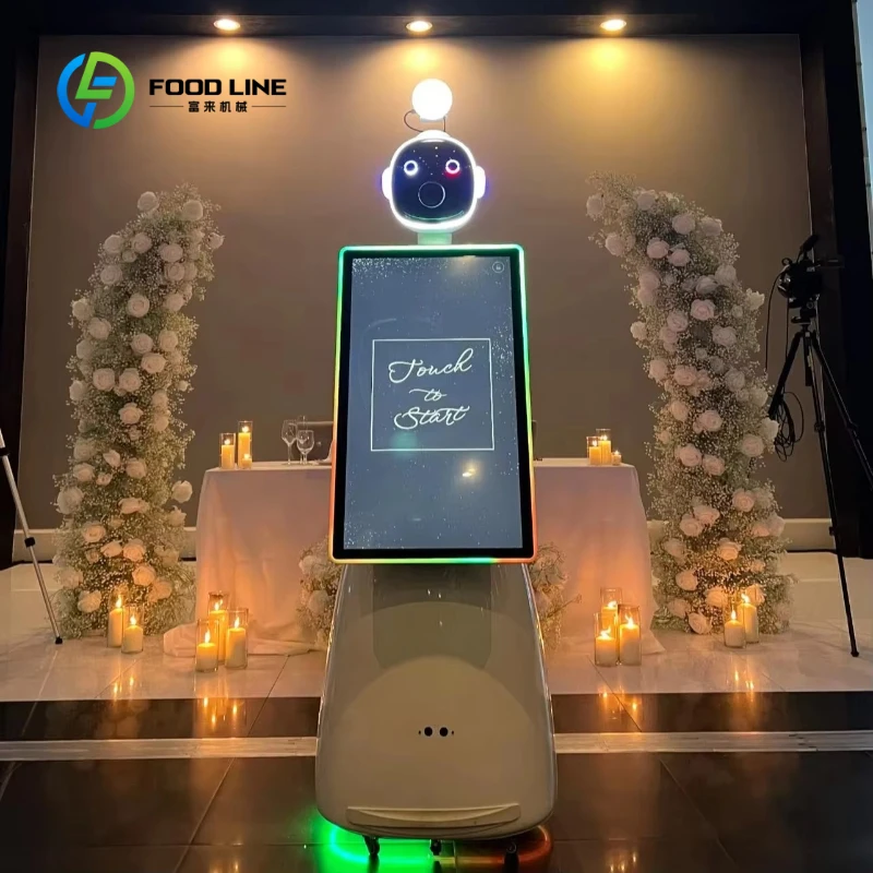 Customized 2026 Robot Photo Booth Remote Control Photo Booth Robot with 32inch Touch Screen Automatic Rotating Photography Robot