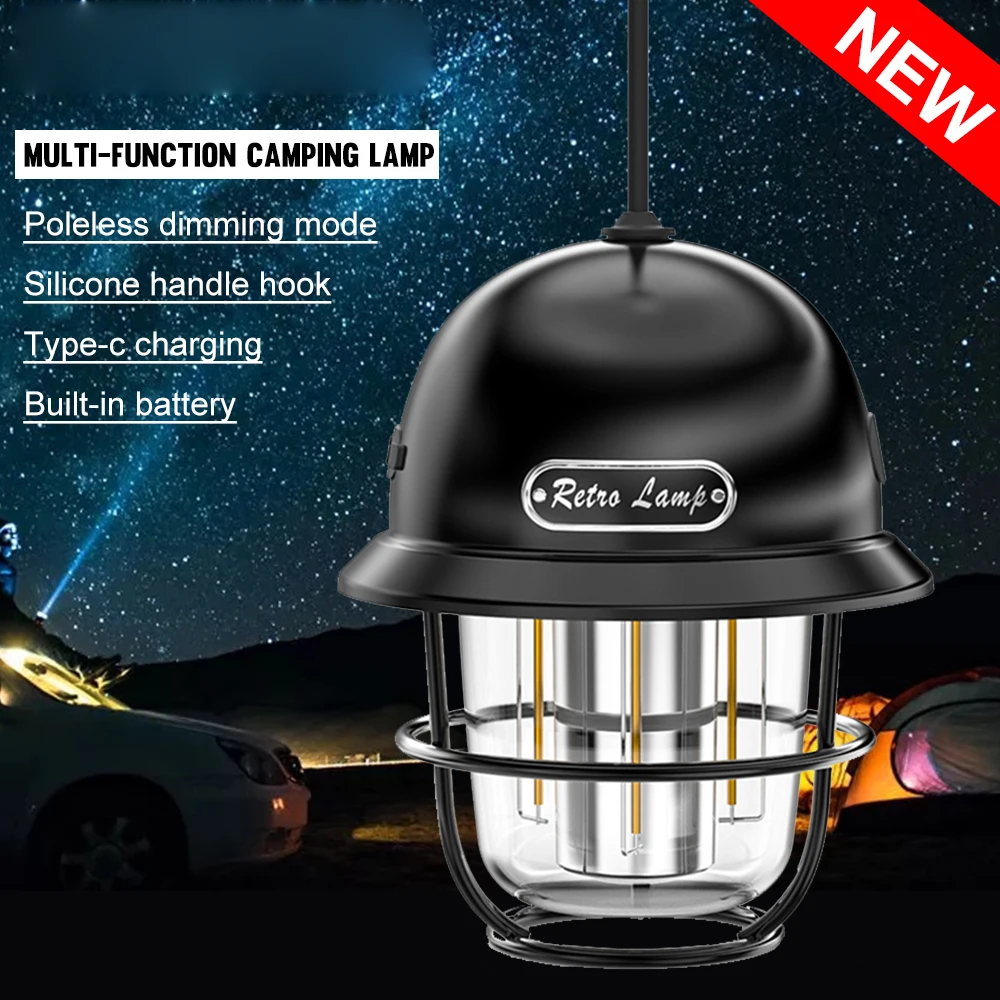 

FUNNYDEER LY14 LED 300LM Camping Lantern White+Warm Outdoor Light Type-C Rechargeable Lamp IPX4 Waterproof with Hook Work Torch