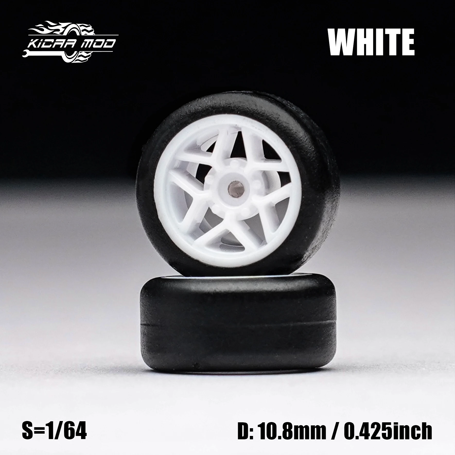 1/64 Modellauto Weiße Räder mit festen Gummireifen, inklusive Nieten für die Nachrüstung von Diecast-Modellen, 4 Stück pro Set – Detail 12