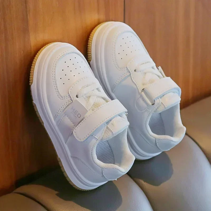 

Tenis Sneakers Kids Spring/Autumn New Boys Girls Sports Shoes Casual Board Shoes Leather Soft Soled Children Small White Shoes