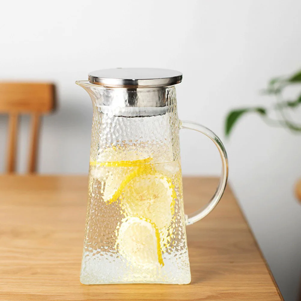 

Glass Cold Water Kettle Portable Large Capacity Cover Design Household Kitchen Water Pitcher Glass Beverage Pot