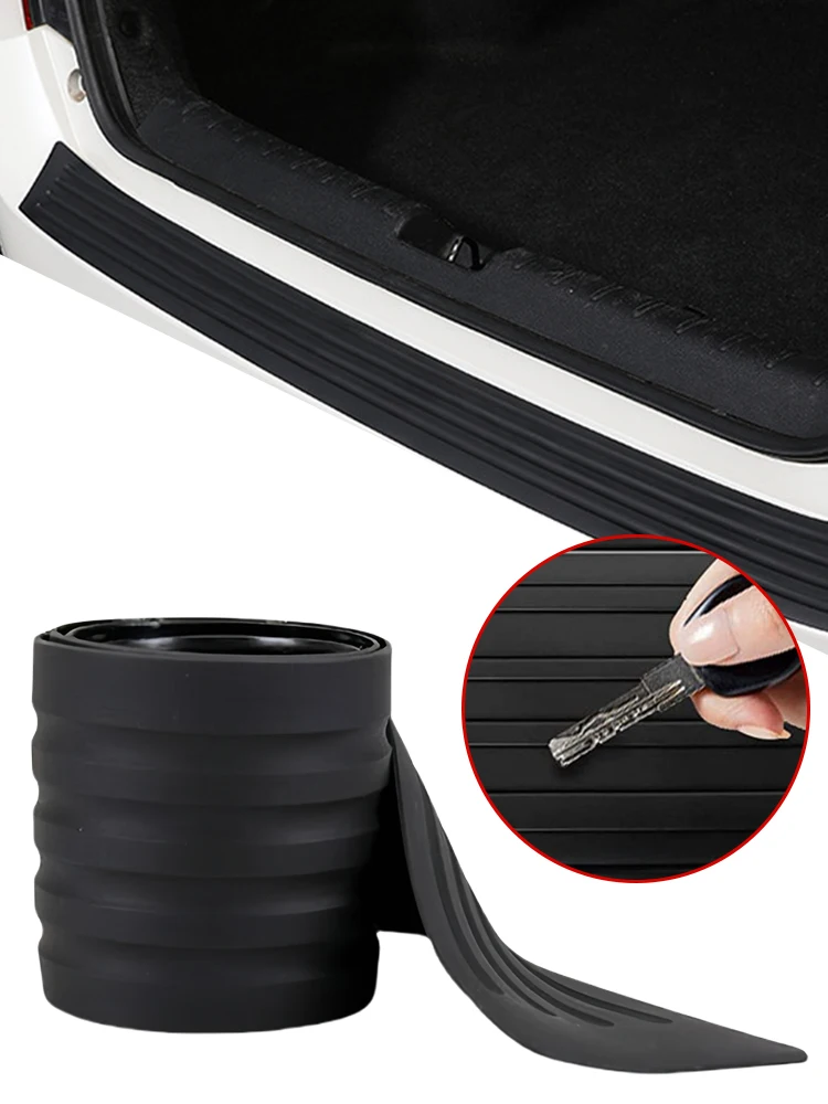 Car Trunk Door Sill Plate Protector Anti-Scratch Rubber Mouldings Pad Trim Cover Strip Car Rear Bumper Guard Plate Cover Trim