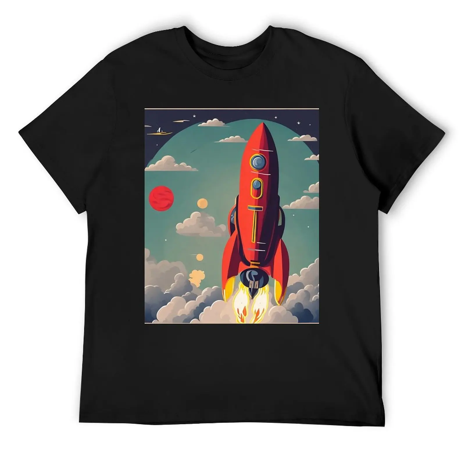 

space rocket launch T-Shirt rapper graphic tees boys animal print baggy shirts anime shirts men