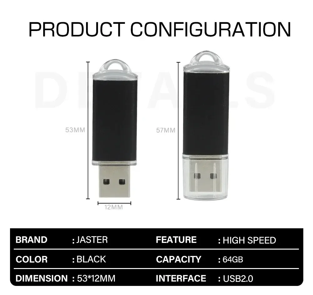 USB Flash Drive 64GB Pen Drive Metal Memory Stick Black Pendrive 32GB High Speed External Storage Creative Gifts U Disk