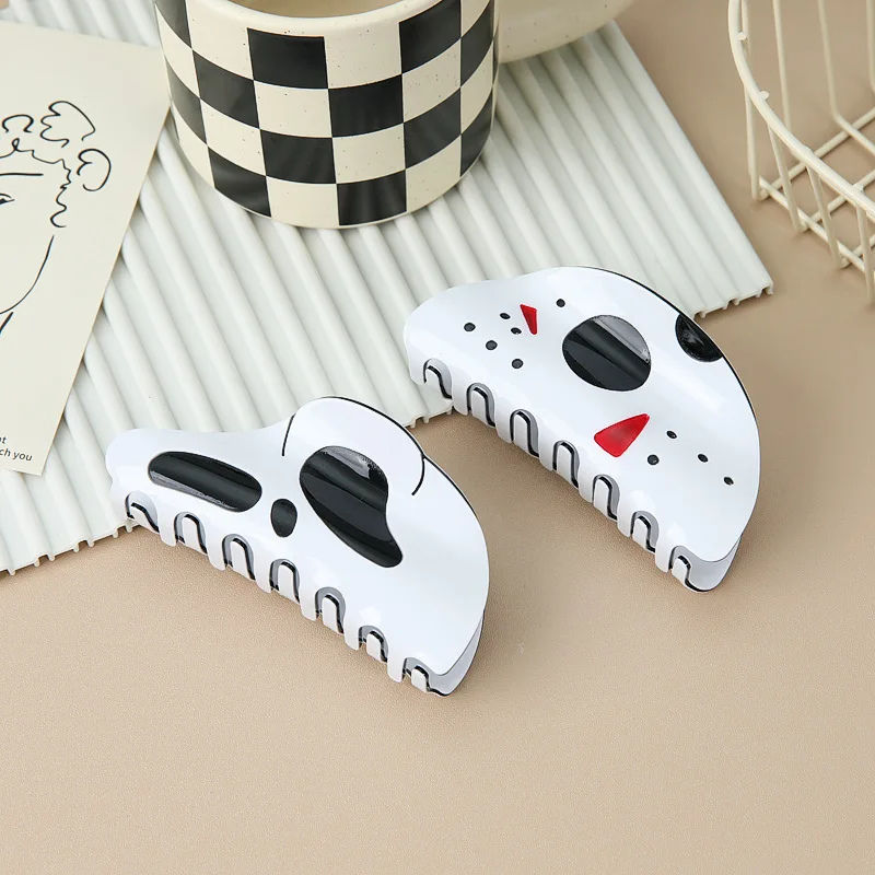 1pc Halloween hairpin headgear funny large mask skull ponytail clip niche design shark clip
