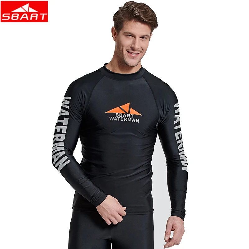 SBART-Surfing Rash Guard T-Shirt for Men UV Protection Lycra Rashguard Tops Long Sleeve UPF50+ Swimear Quick Dry Diving Clothing