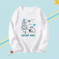 2023 ragazzi autunno t-shirt Cartoon Steamer t-shirt per ragazzo autunno manica lunga o-collo t-shirt per bambini autunno primavera cotone Tee